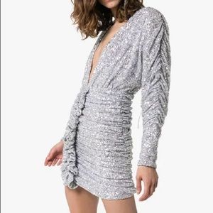 Attico Sequin-Embellished Ruched Mini Dress